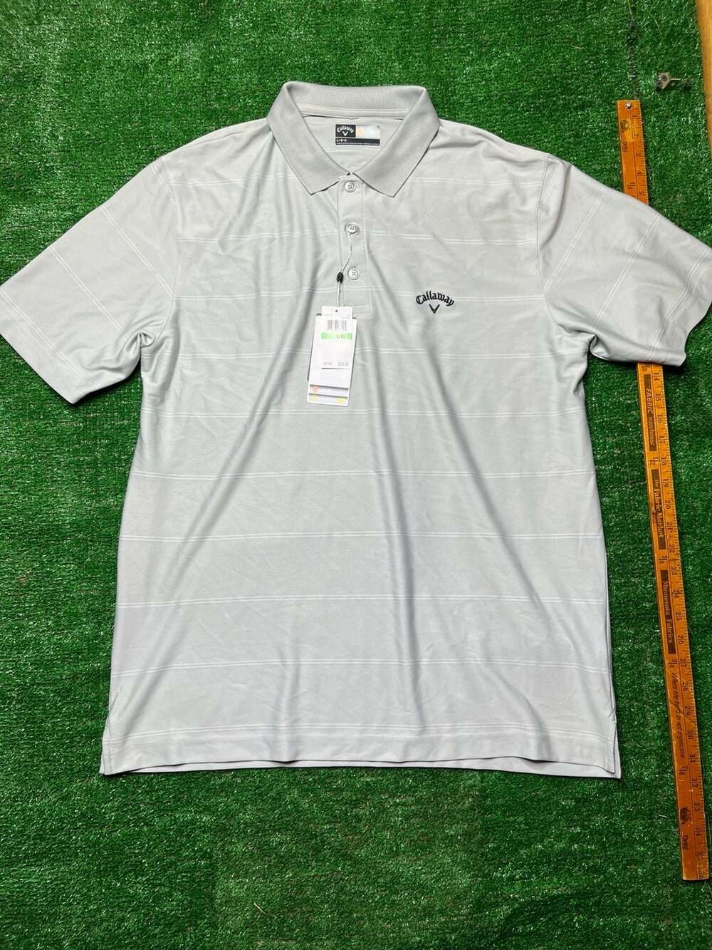 Callaway Mens Opti-Dri Golf Polo Short Sleeve High Rise Gray Stripe Sz Large New